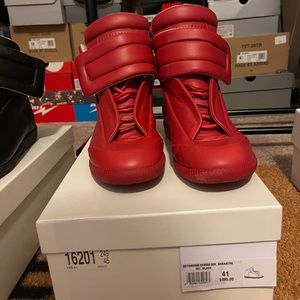 Maison Margiela Future Hi Top Sneaker- Red- Size 8 US/ 41 EU